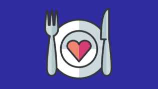 Fork and Knife with Plate with heart in the middle