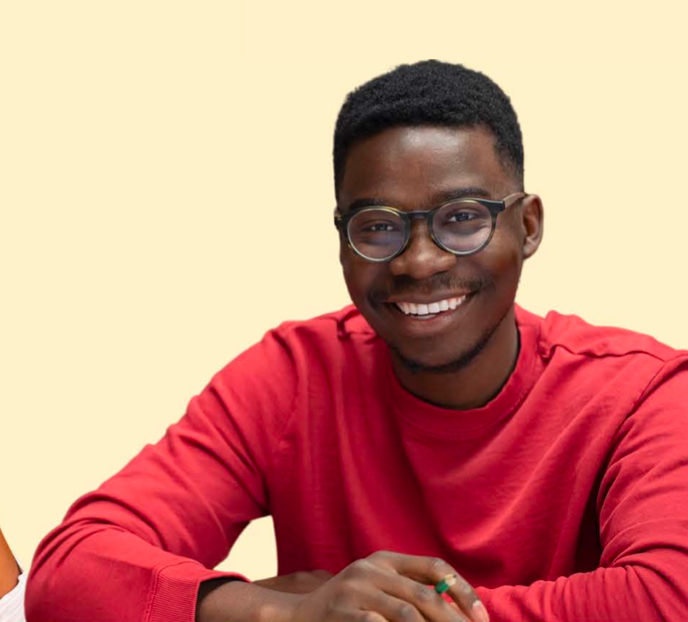 Student with red shirt